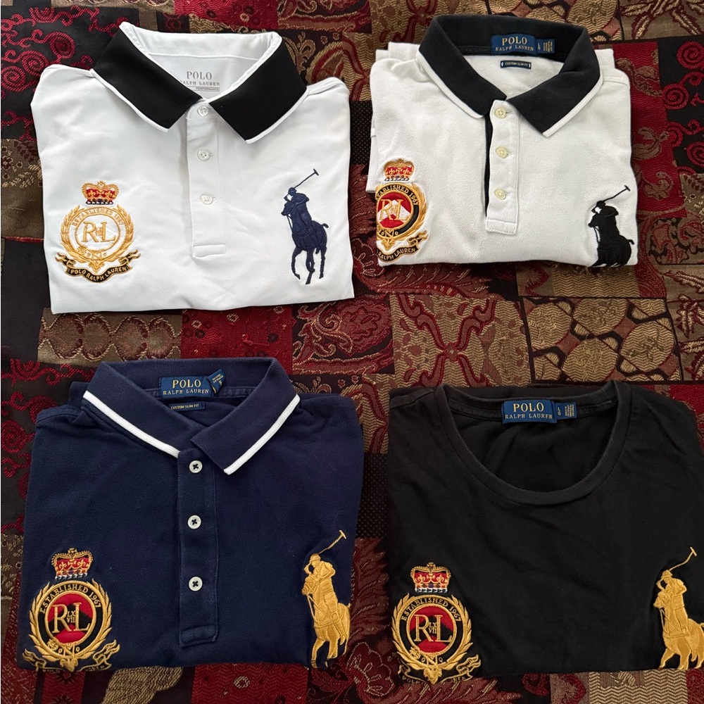 Polo Ralph Lauren Bundle(4) #3 Royal Crest/Big Pony Embroidered LS Shirt/Polos